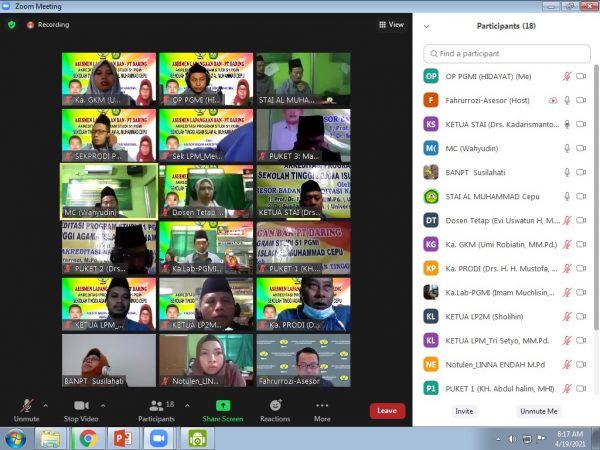 Assesment Lapangan Prodi PGMI Via Zoom